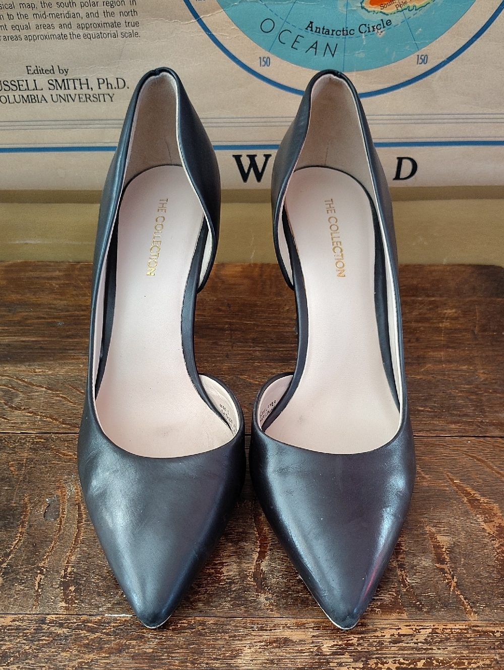 Black Leather Pointed Toe Heels
